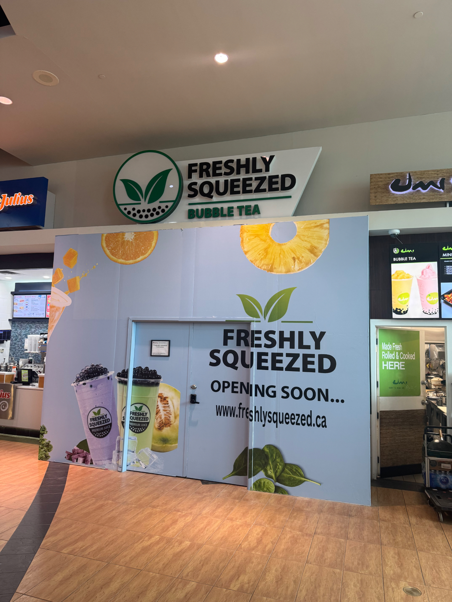 Freshly Squeezed — Bower Place Mall in Red Deer — Mall retail build-out & F&B plumbing